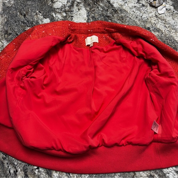 etcetera Tweed Jacket Bomber Blazer Orange Peach Tweed Size 8 - Picture 3 of 10